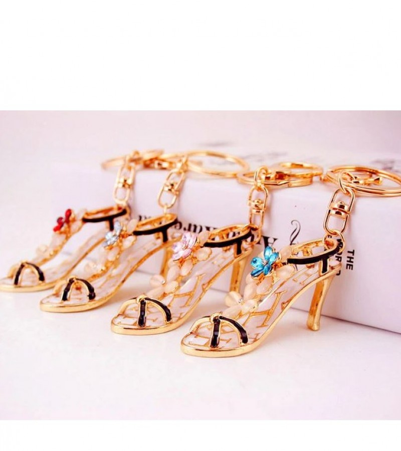 1Pcs Metal Zinc Alloy Keychains High Heel Shoe Sandals For Women Bag Car Key Rings Color Randomly