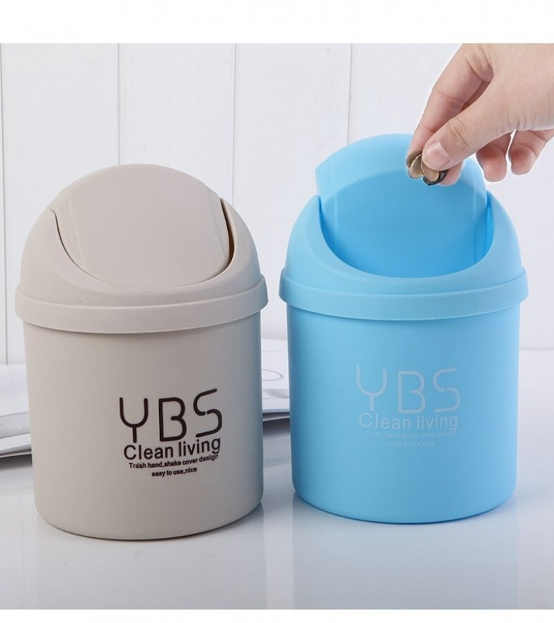 1Pcs Mini Table Desk Dustbin Shake Lid Type Garbage or Car Office Home Kitchen Study Table - Multi