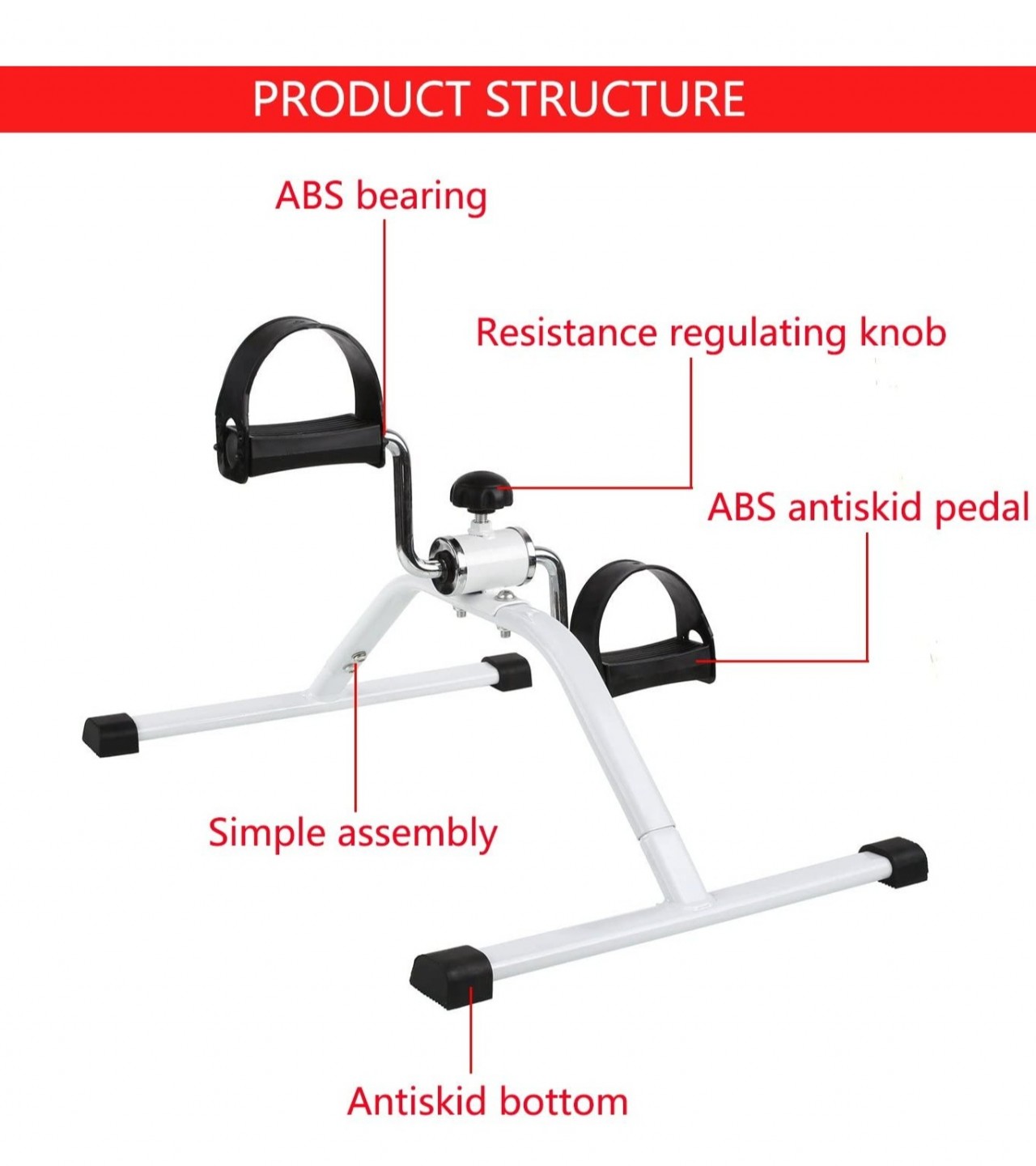 Exerciser Leg Arm Workout Machine Under Desk Bike Foldable Mini Bike Foot Pedal Cycle - White