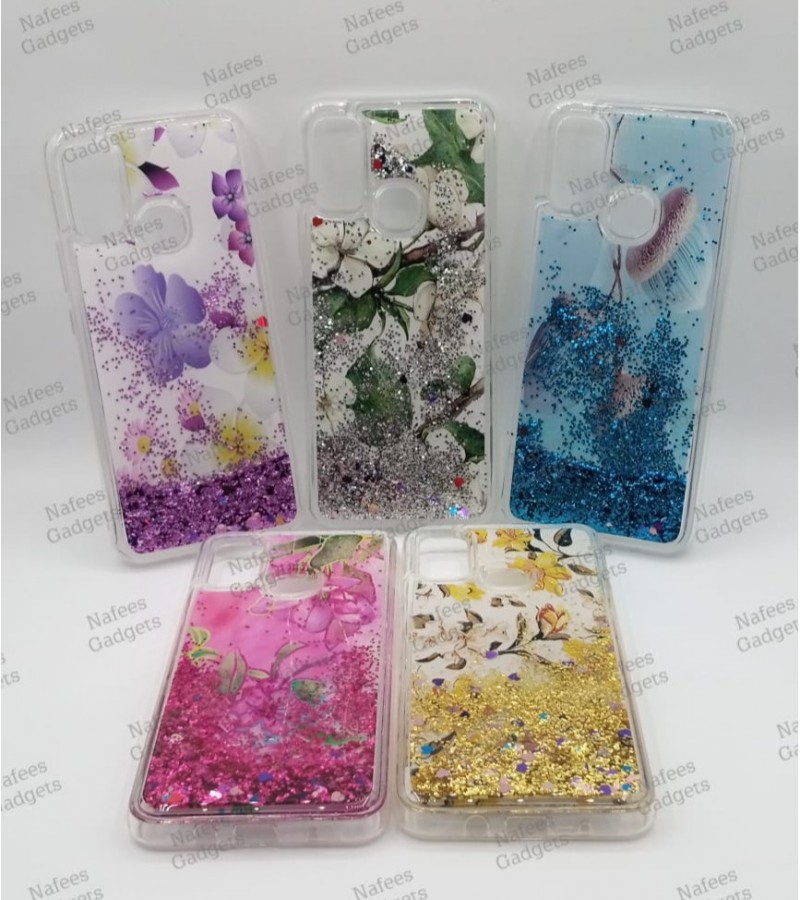 Infinix Hot 9 Play Model Back Cover Water Glitter Shiny Ladies Soft Silicon Case