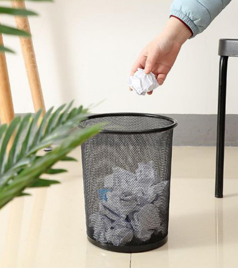 Metal Trash Can Round Dust Bin For Office Kitchen Room Waste Paper Basket Office and Home