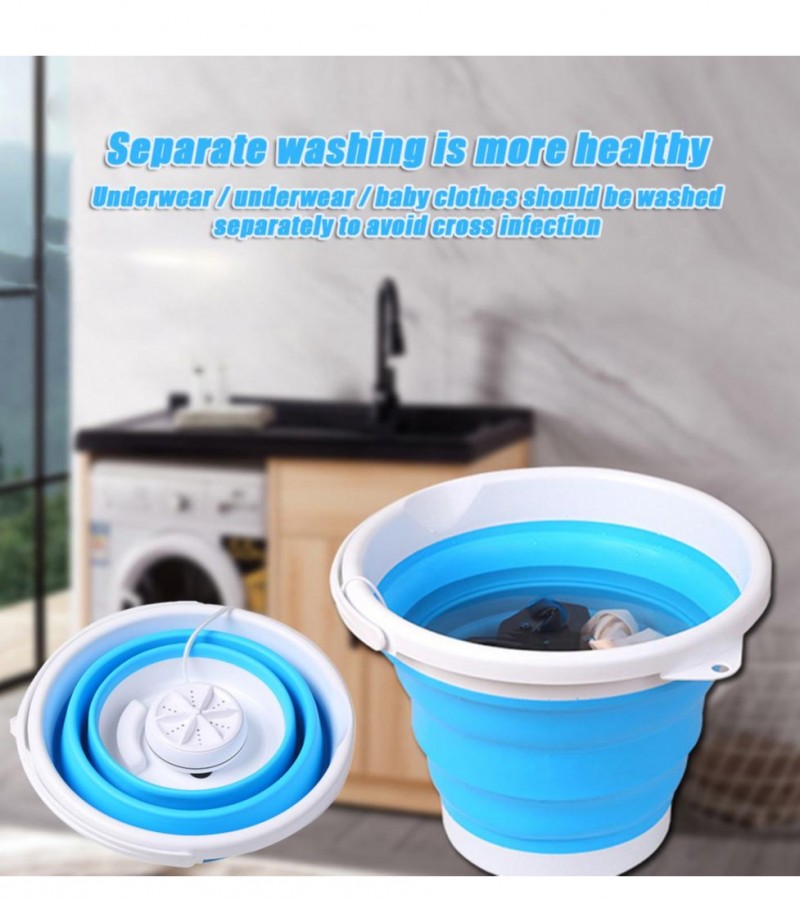 Portable Automatic Folding Mini Washing Machine Turbines Clothes Bucket USB Convenient Laundry