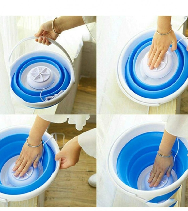 Portable Automatic Folding Mini Washing Machine Turbines Clothes Bucket USB Convenient Laundry