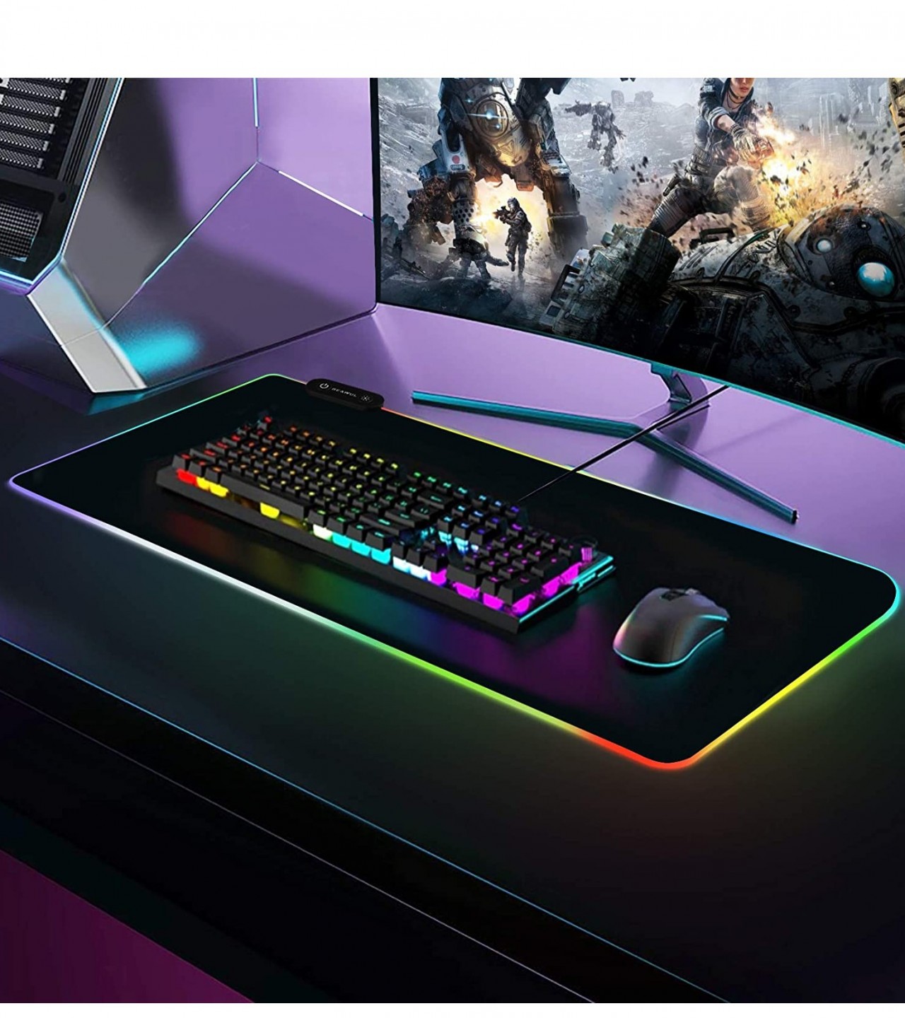 RGB Gaming Mouse Pad RASURE 9 Modes Glowing Anti-Slip Soft Keyboard Mouse Mat Large - 31*12inches