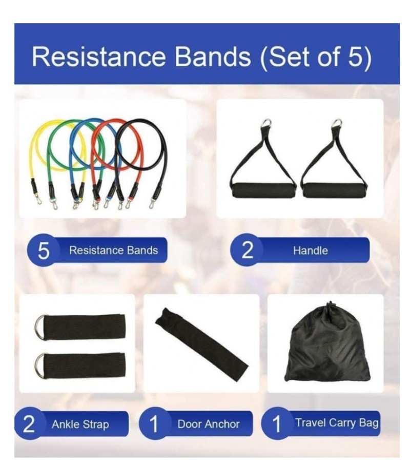 SET OF 5 LOOP EXERCISE BANDS-RACINESS RESISTANCE BANDS
